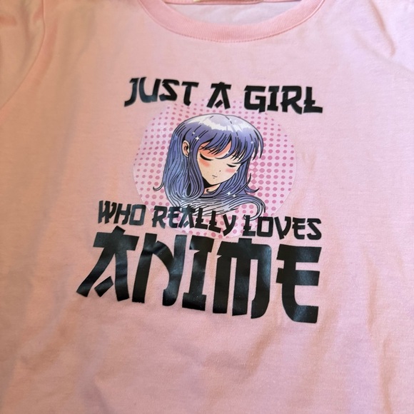 Pink Anime Graphic Kids T-Shirt - Picture 2 of 8